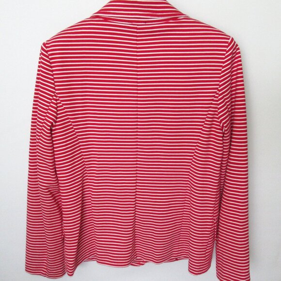 Talbots Petites red white striped knit long sleeve unlined jacket *Sz PM* - Picture 4 of 5